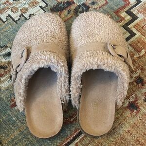 J. Crew Tan Fuzzy Slippers